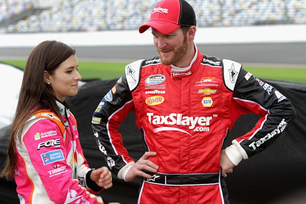 Dale Earnhardt Jr. (r), with Danica Patrick. (Photo by Jerry Markland/Getty Images)