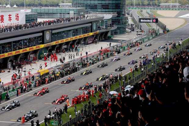 A general view of the grid before F1's Chinese Grand Prix at Shanghai International Circuit on April 14, 2019 (Photo by Charles Coates/Getty Images)