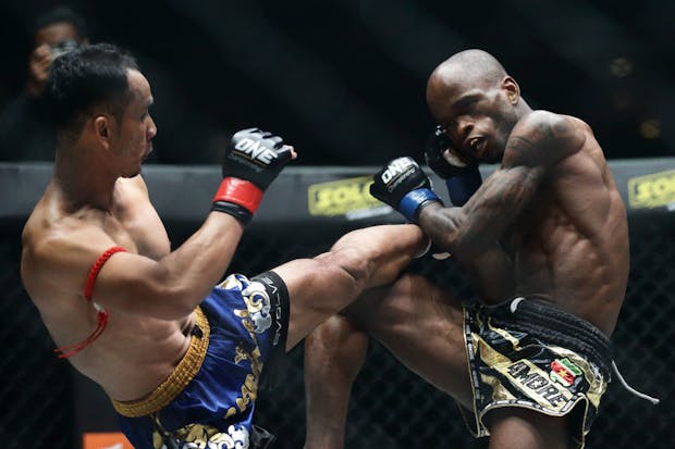 Action from a One Championship fight (Photo by Suhaimi Abdullah/Getty Images)