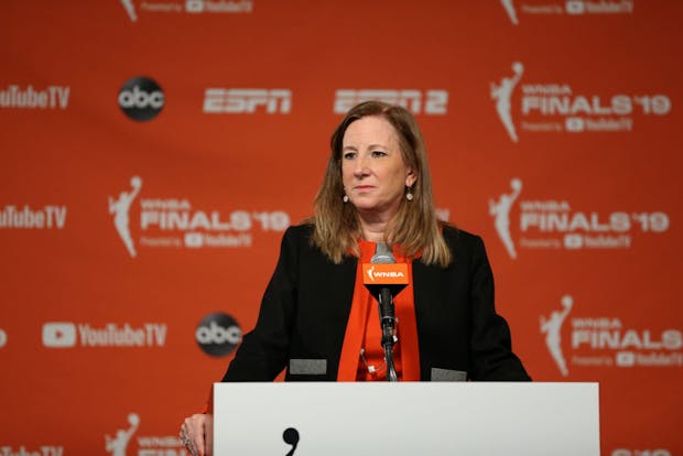 WNBA commissioner Cathy Engelbert (Photo by Stephen Gosling/NBAE via Getty Images)