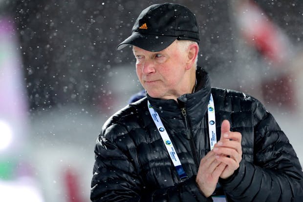 Anders Besseberg, then president of the International Biathlon Union, at a 2017-18 World Cup meeting (by Sergei BobylevTASS via Getty Images)