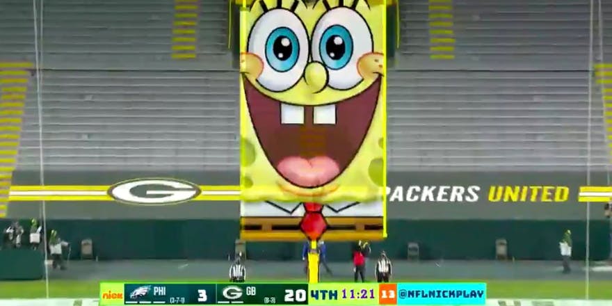 Personalized Green Bay Packers Playing Football With Spongebob And