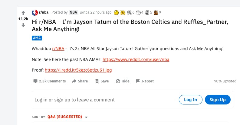 NBA on Reddit - Upvoted