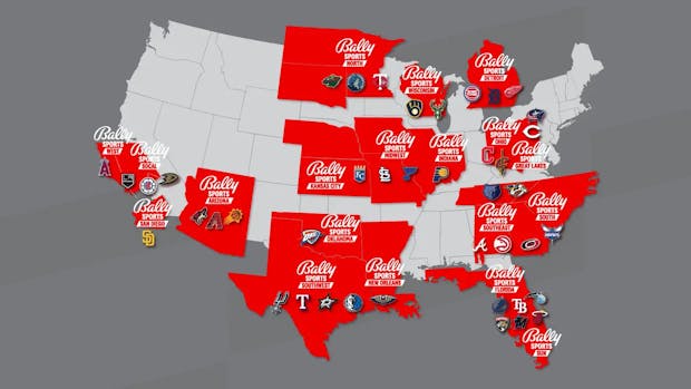 A map of the Bally Sports regional sports network footprint controlled by Sinclair Broadcast Group. (Sinclair)