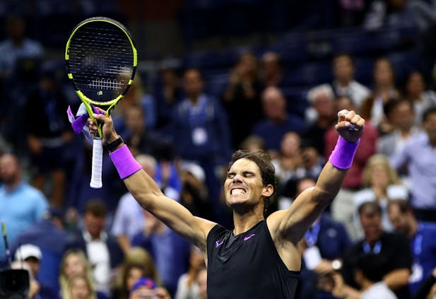 Rafael Nadal celebrates in front of attending fans at the 2019 US Open. (Photo by Clive Brunskill/Getty Images)