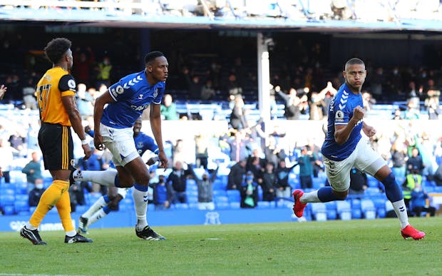 Richarlison of Everton celebrates (Photo by Peter Byrne - Pool/Getty Images)