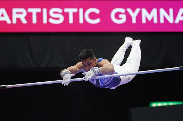 Joshua Nathan of Great Britain competes during Men's All-Around Final at Artistic Gymnastics World Championships (Photo by Toru Hanai/Getty Images)