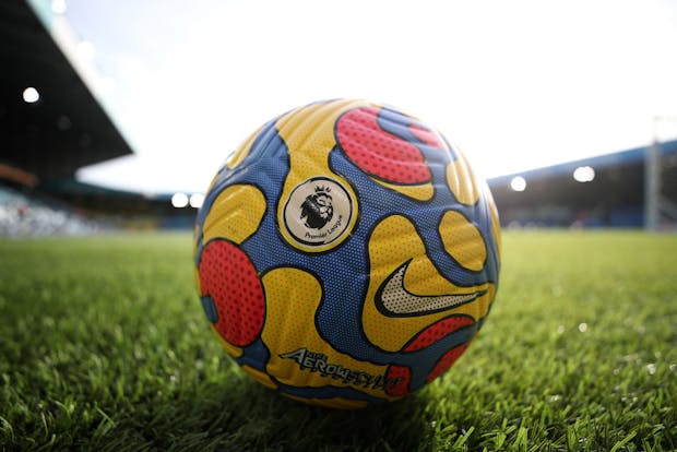 A detailed view of the Premier League match ball (Photo by Naomi Baker/Getty Images)