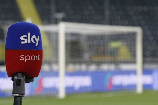 A Sky Sport microphone during the Serie A match between Empoli and Genoa (Photo by Gabriele Maltinti/Getty Images)