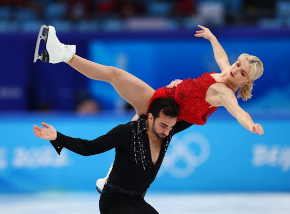 Olivia Smart and Adrian Diaz of Team Spain skate during the Beijing 2022 Winter Olympic Games (by Elsa/Getty Images)