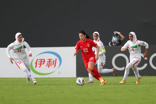 China and Shanghai Shengli star Xiao Yuyi 
in action against Iran at the AFC Women's Asian Cup. (Photo by Thananuwat Srirasant/Getty Images)