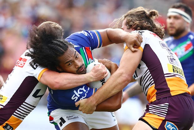 Bunty Afoa of the New Zealand Warriors in action against the Brisbane Broncos. (Photo by Chris Hyde/Getty Images)