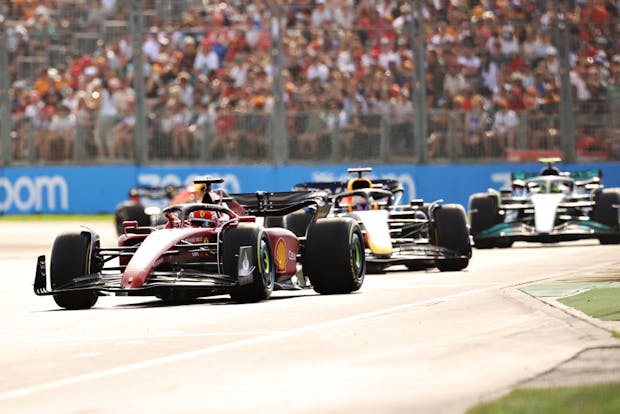 Charles Leclerc leads the Australian Grand Prix. (Photo by Robert Cianflone/Getty Images)
