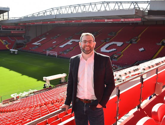 Drew Crisp, Liverpool's senior vice president of digital, at the club's Anfield Stadium (Photo by Liverpool FC)