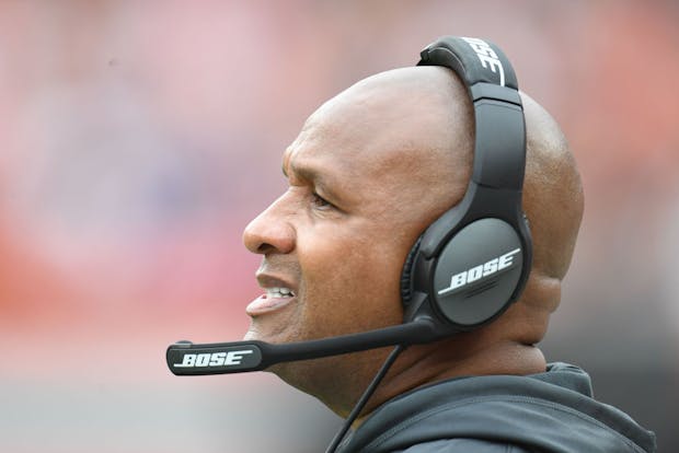 Former Cleveland Browns head coach Hue Jackson. (Photo by Jason Miller/Getty Images)