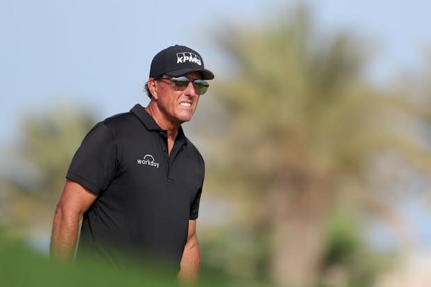 Golfer Phil Mickelson competing in February 2022. (Photo by Oisin Keniry/Getty Images)