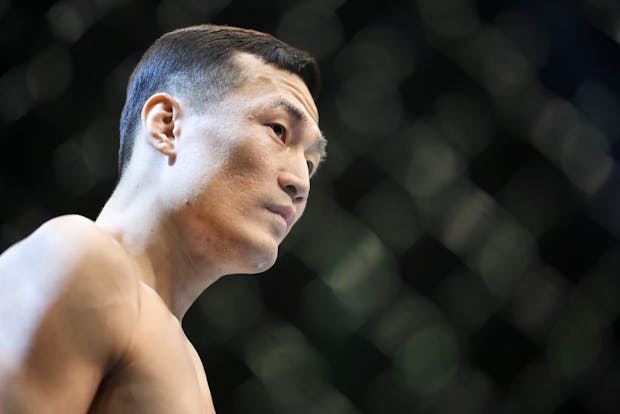 Souk Korean mixed martial arts fighter Chan Sung Jung at UFC 273 in Florida. (Photo by James Gilbert/Getty Images)