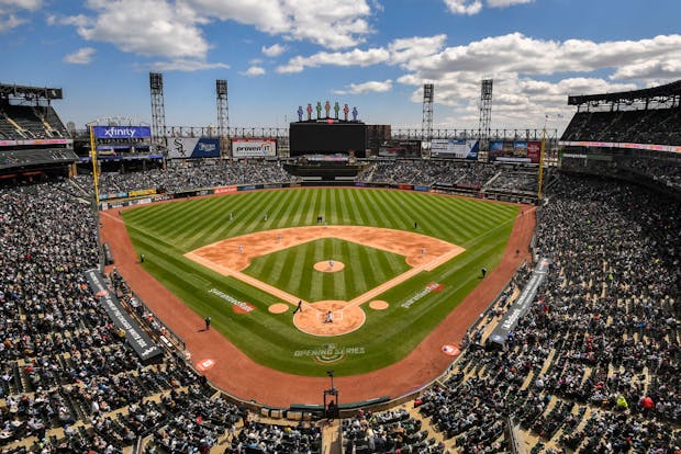 Guaranteed Rate Field in Chicago, Illinois, home of Major League Baseball's Chicago White Sox. (Photo by Quinn Harris/Getty Images)