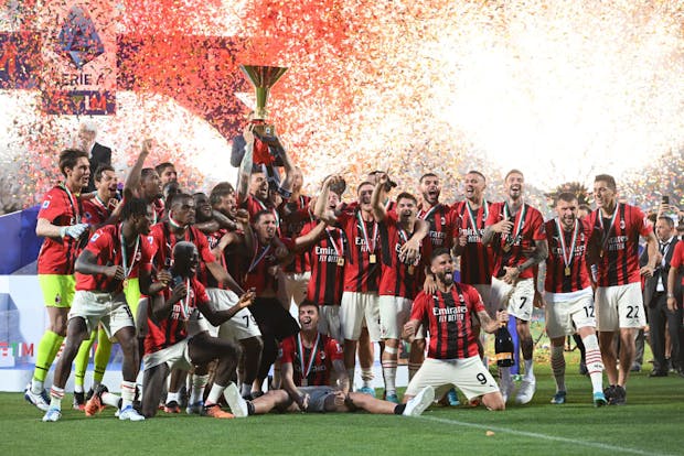 AC Milan players celebrating winning 2021-22 Serie A title (Photo by Chris Ricco/Getty Images)