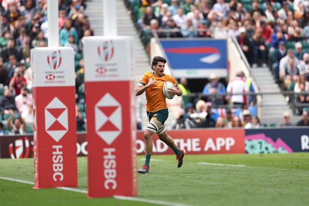 Henry Paterson of Australia in action at the World Ruby Sevens Series event in London. (Photo by Warren Little/Getty Images)