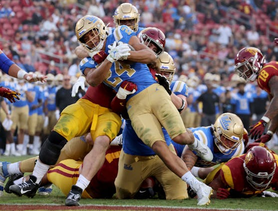 A 2021 college football clash between the University of Southern California and University of California-Los Angeles. (Photo by Harry How/Getty Images)