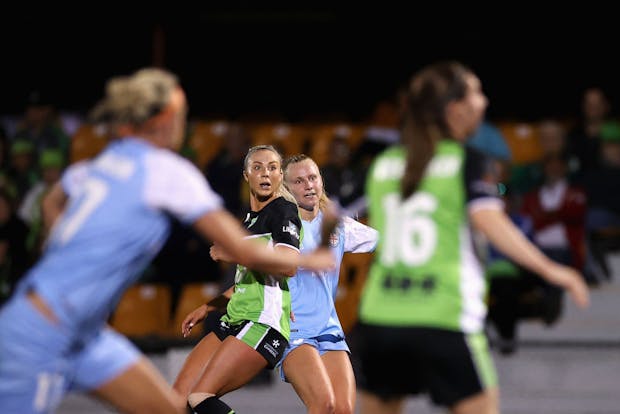 Action from the A-League Women match between Canberra United and Melbourne City at Viking Park. (Photo by Cameron Spencer/Getty Images)