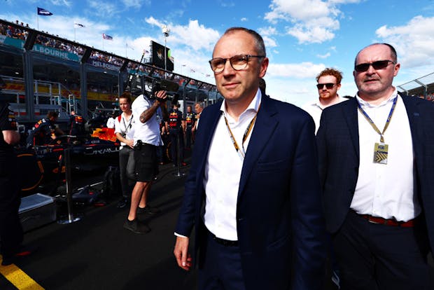Stefano Domenicali, president and CEO of Formula 1, walks on the grid during the 2022 Australian Grand Prix (by Mark Thompson/Getty Images)