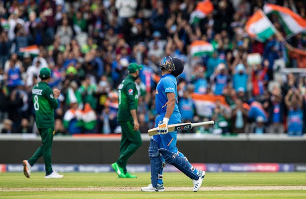 Action from the 2019 ICC Men's Cricket World Cup match between India and Pakistan at Old Trafford. (Photo by Andy Kearns/Getty Images)