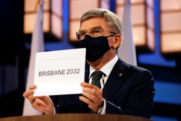 International Olympic Committee president Thomas Bach announces Brisbane as host of the 2032 Olympics. (Photo by Toru Hanai/Getty Images)