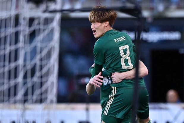 Kyogo Furuhashi of Celtic. (Photo by Patrick Goosen/BSR Agency/Getty Images)