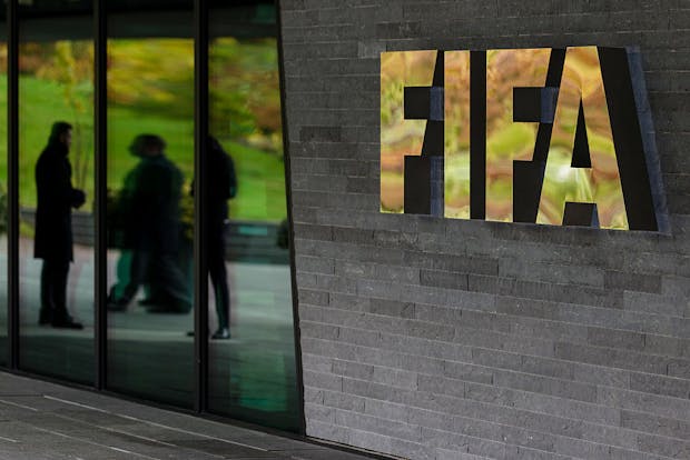 A Fifa logo next to the entrance during part I of the Fifa Council Meeting( Photo by Philipp Schmidli/Getty Images)