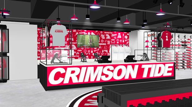 A rendering of the first ever retail store inside Bryant-Denny Stadium (Credit: Fanatics)