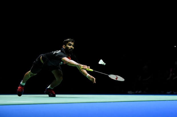 Kidambi Srikanth in action at the Tokyo 2020 Olympics badminton test event in Chofu. (Photo by Matt Roberts/Getty Images)