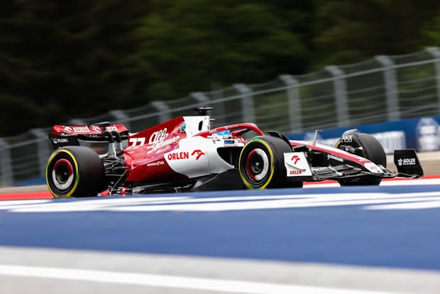 Valterri Bottas of Alfa Romeo and Finland  during the F1 Grand Prix of Austria sprint race (Photo by Peter J Fox/Getty Images)