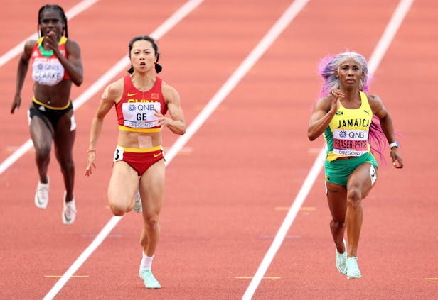 Manqi Ge of China at the World Athletics Championships in Oregon, July 2022. (Photo by Andy Lyons/Getty Images for World Athletics)