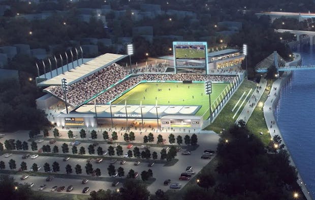 A rendering of the planned United Soccer League facility in Pawtucket, Rhode Island. (USL)
