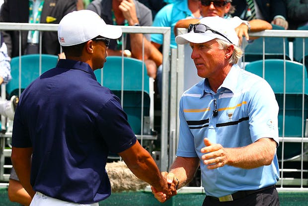 Tiger Woods (left) and Greg Norman (Credit: Getty Images)