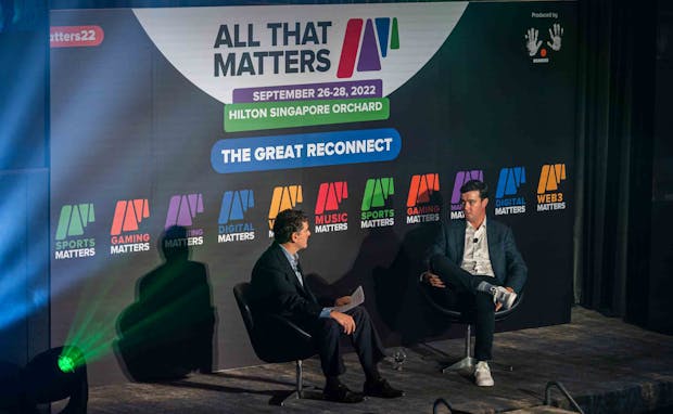 Colin Neville (R) onstage at All That Matters - Sports Matters 2022 (Image credit: All That Matters/Branded)
