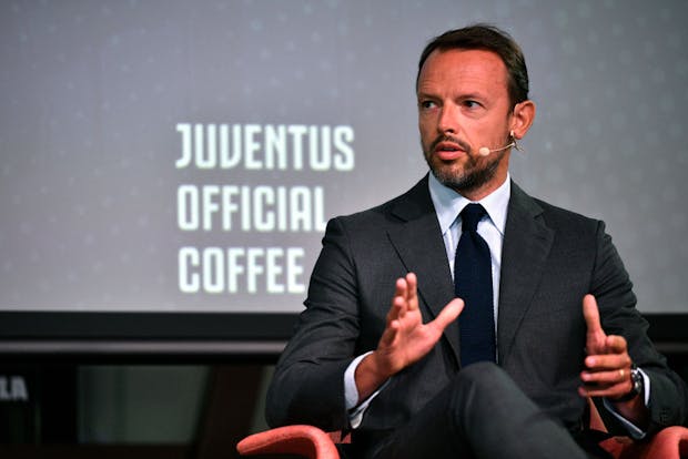 Giorgio Ricci speaks during the Lavazza and Juventus press conference at the Nuvola Lava (Photo by Stefano S. Guidi/Getty Images for Lavazza)