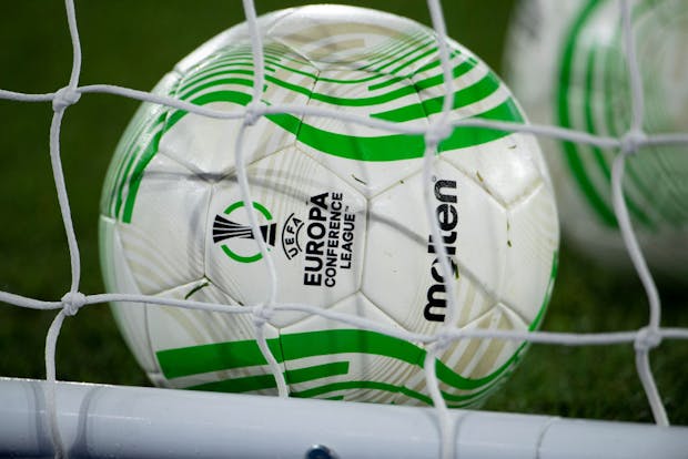 Uefa Europa Conference League match ball produced by Molten (Photo by Visionhaus/Getty Images) 