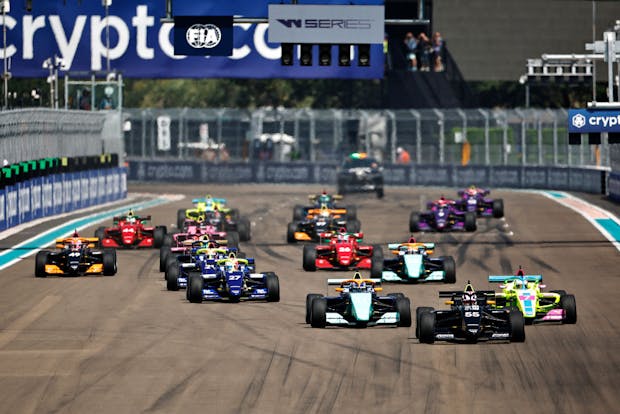 The start of race two of W Series Round 1 at Miami International Autodrome on May 8, 2022 (by Chris Graythen/Getty Images)