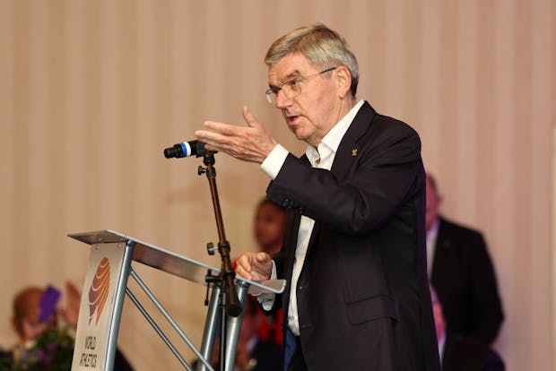 President of the International Olympic Committee, Thomas Bach, speaks ahead of the 2022 World Athletics Championships (by Andy Lyons/Getty Images for World Athletics)
