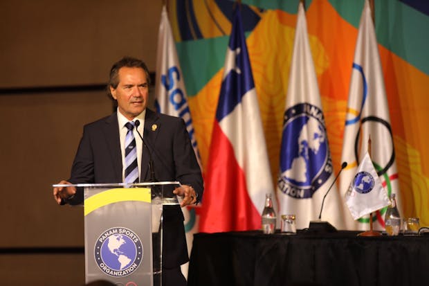 Neven Ilic, president of Panam Sports, speaking at the 60th Panam Sports General Assembly in Santiago on August 31, 2022 (by GEF)