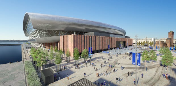 A rendering of Everton's new stadium at Bramley-Moore Dock (Credit: Everton FC)