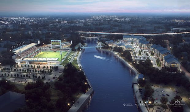 A rendering of the Rhode Island USL stadium, which is due to open in time for the 2024 season. (USL)