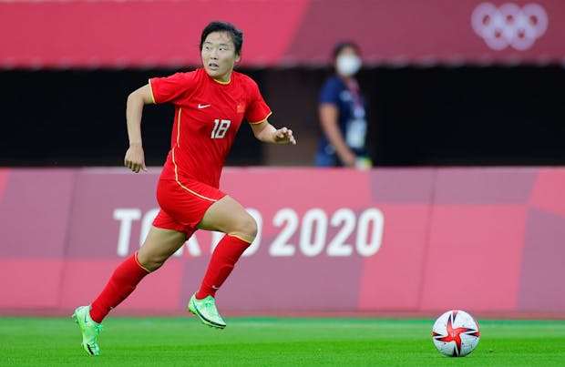 China women's national football team at Tokyo 2020. (Photo by Koki Nagahama/Getty Images)
