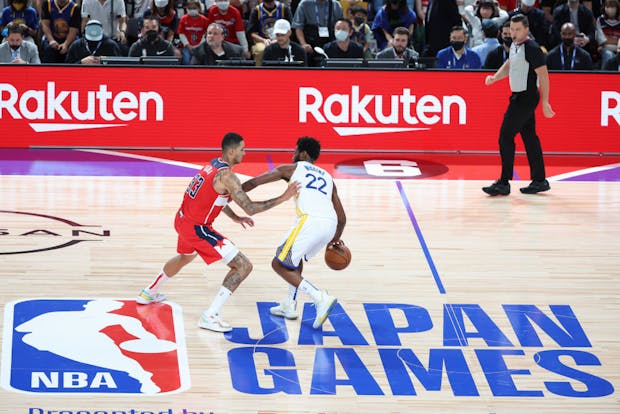 Rakuten had pride of place at the NBA's recent preseason games in Japan (Credit: Getty Images)