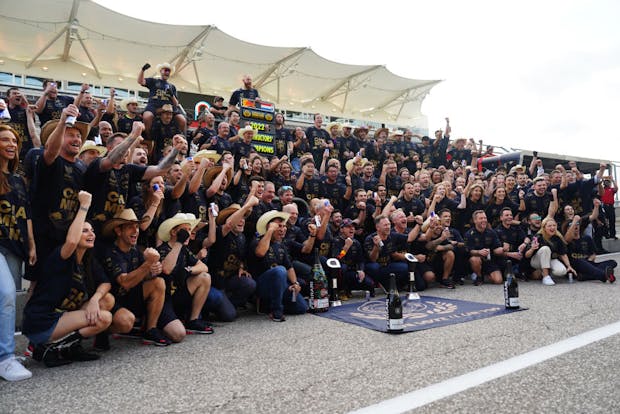 Red Bull Racing celebrate winning the 2022 F1 world constructors' championship at the US Grand Prix on October 23, 2022 (Alex Bierens de Haan/Getty Images)