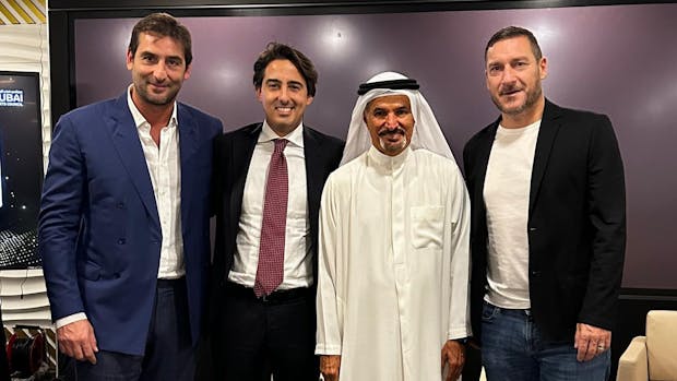 (L-R) Alfonso De Stefano, Michele Ciccarese, Saeed Hareb - General Secretary Dubai Sports Council and Francesco Totti (Credit: Serie A)