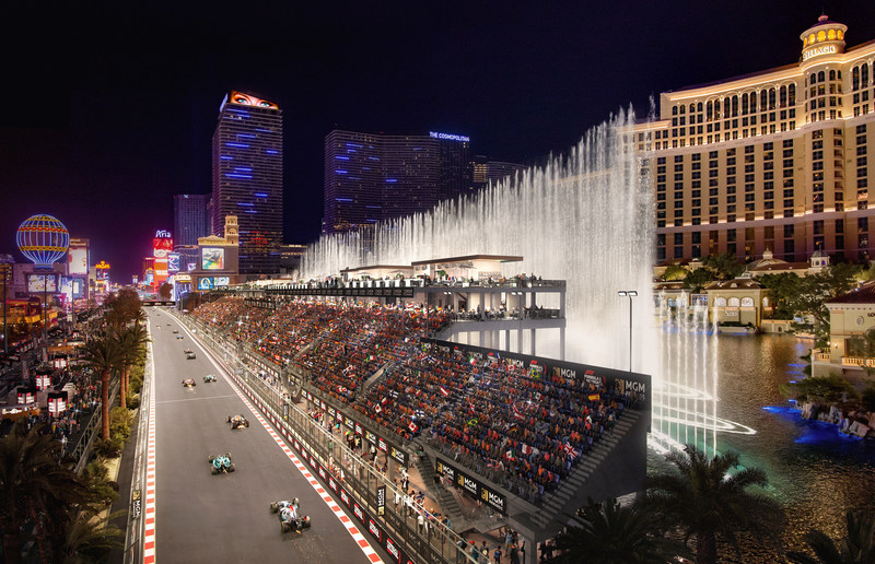 MGM Unveils Bellagio Grandstands For F1 Las Vegas Grand Prix ...